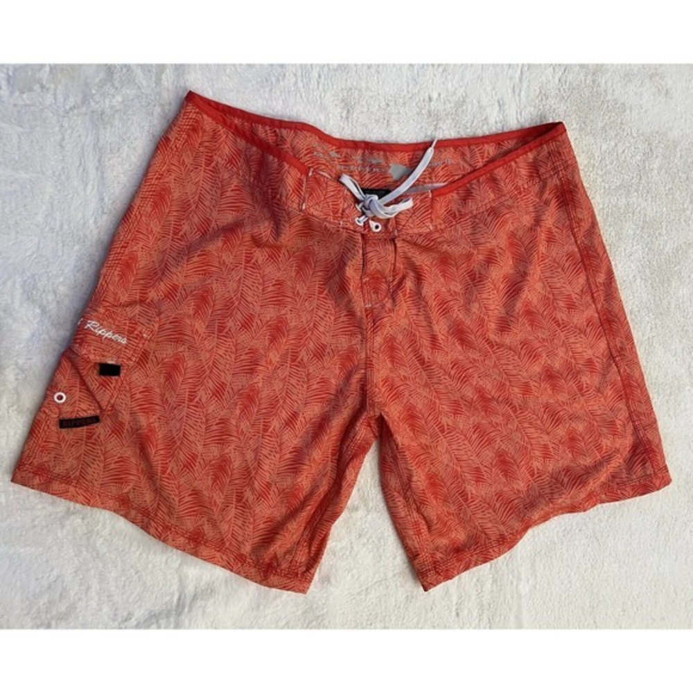 Maui Rippers Board Shorts Men's 36” Orange Floral‎ Swim Trunks Beach